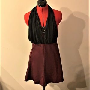 Maroon Skater Mini Skirt